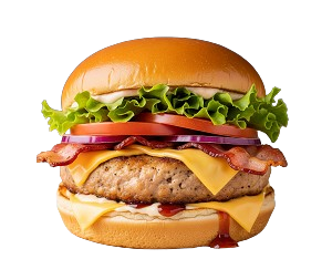 American Chicken Burger With Cheese & Bacon 